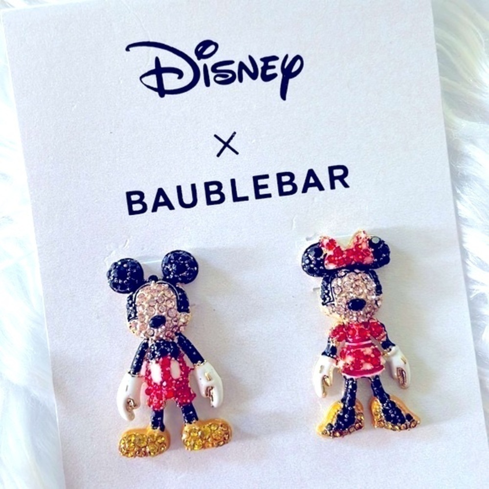 Brand New Disney X BaubleBar Mickey & Minnie Mouse Sparkly Mismatch Earrings - Picture 8 of 13